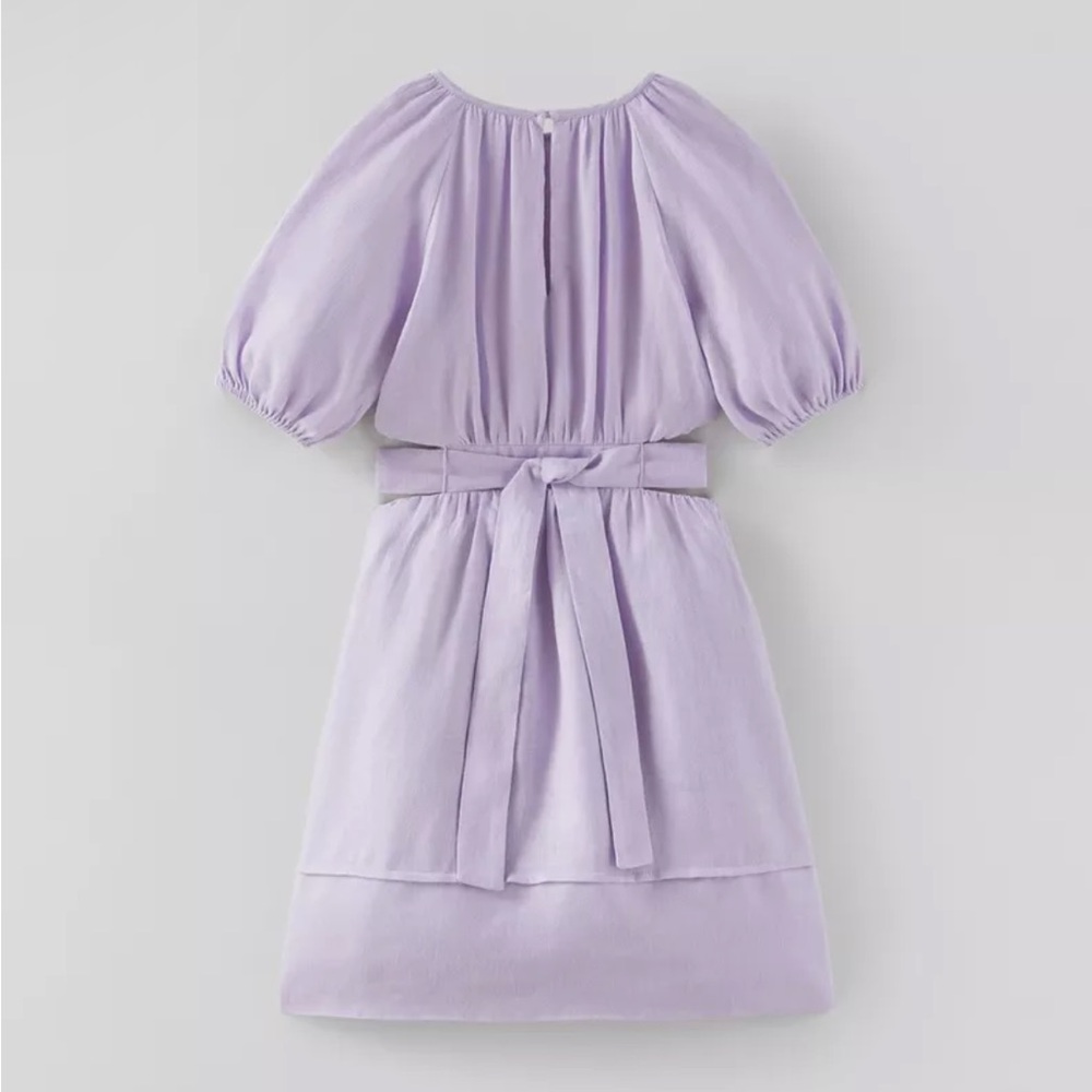 ZARA Girls Lilac Pastel Linen Dress - Picture 2 of 9